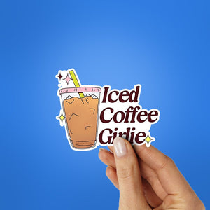 Iced Coffee Girlie Sticker waterproof vinyl decal for laptop, bike, car & bottle