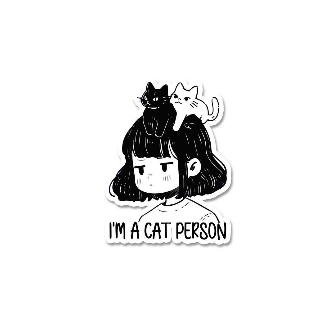 I'M A Cat Person Sticker waterproof vinyl decal for laptop, bike, car & bottle