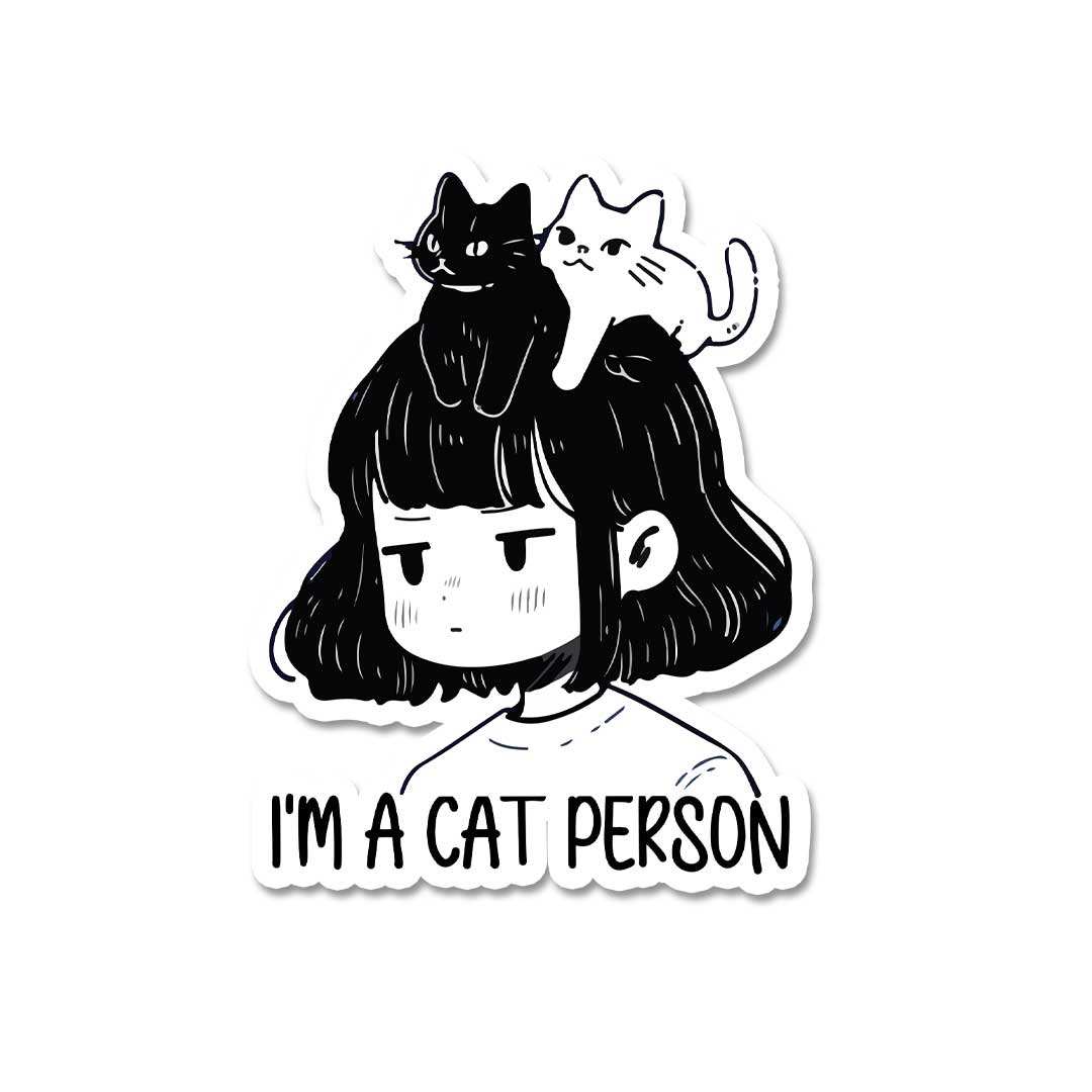 I'M A Cat Person Sticker waterproof vinyl decal for laptop, bike, car & bottle