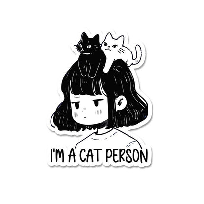 I'M A Cat Person Sticker waterproof vinyl decal for laptop, bike, car & bottle