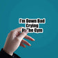 Im' Down Bad Crying At The Gym Sticker waterproof vinyl decal for laptop, bike, car & bottle