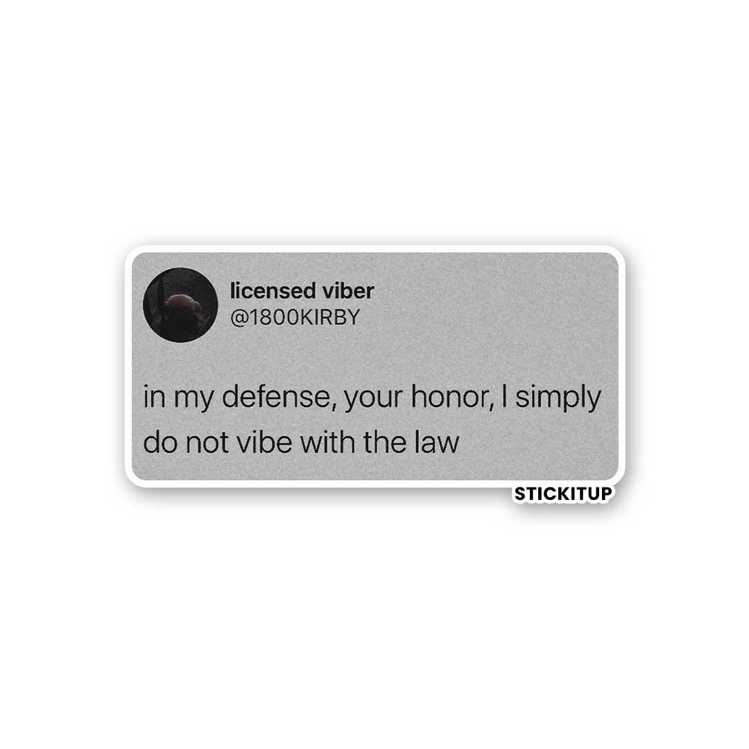 IN MY DEFENSE Sticker waterproof vinyl decal for laptop, bike, car & bottle