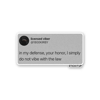 IN MY DEFENSE Sticker waterproof vinyl decal for laptop, bike, car & bottle