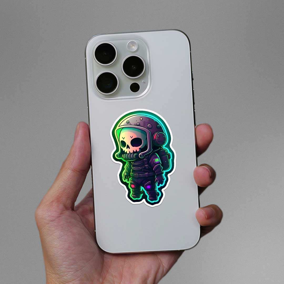 Interstellar Explorer Skeleton Sticker waterproof vinyl decal for laptop, bike, car & bottle