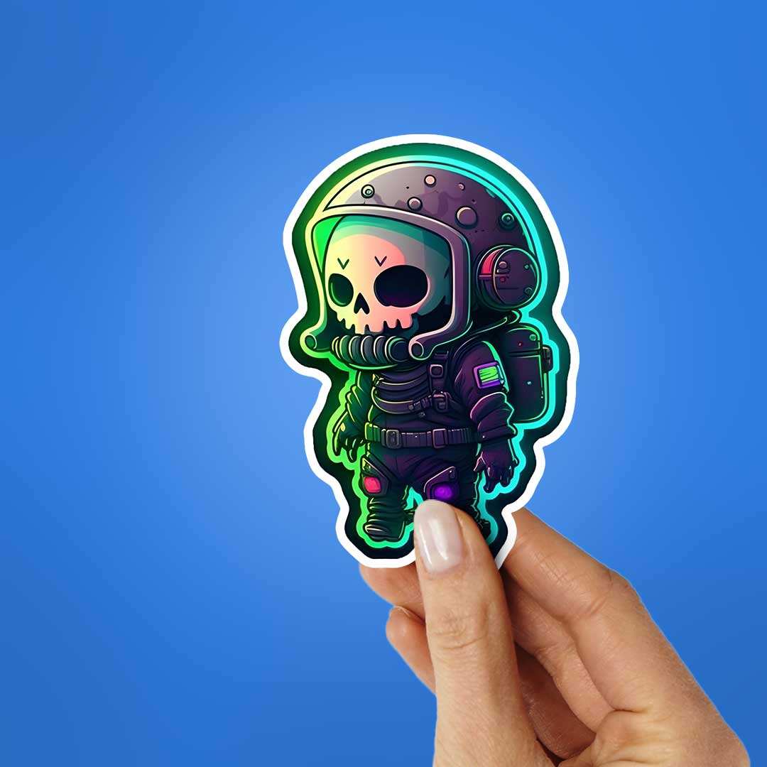 Interstellar Explorer Skeleton Sticker waterproof vinyl decal for laptop, bike, car & bottle