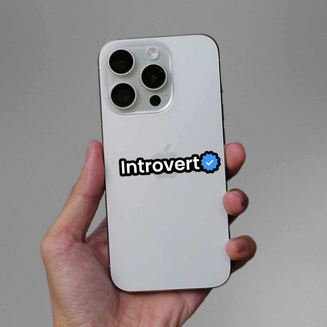 Introvert Verified Sticker waterproof vinyl decal for laptop, bike, car & bottle
