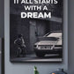 It All Start With A Dream Canvas Art waterproof vinyl decal for laptop, bike, car & bottle