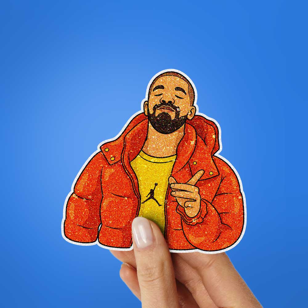 Jacket Guy Pointing Glitter Sticker - Glitter Stickers | STICK IT UP