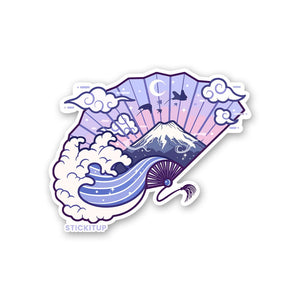 Japanese Fan Sticker waterproof vinyl decal for laptop, bike, car & bottle