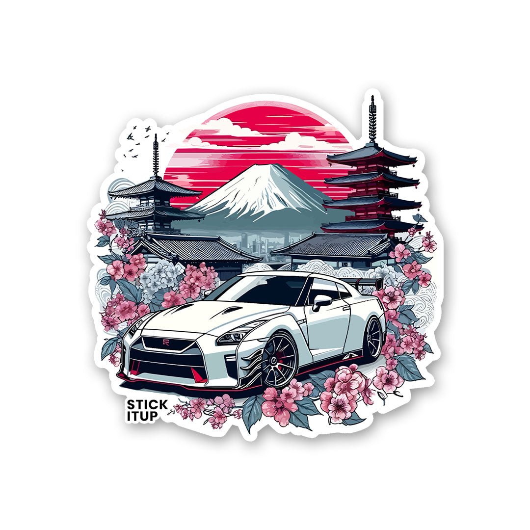 Japanese GTR Sticker waterproof vinyl decal for laptop, bike, car & bottle