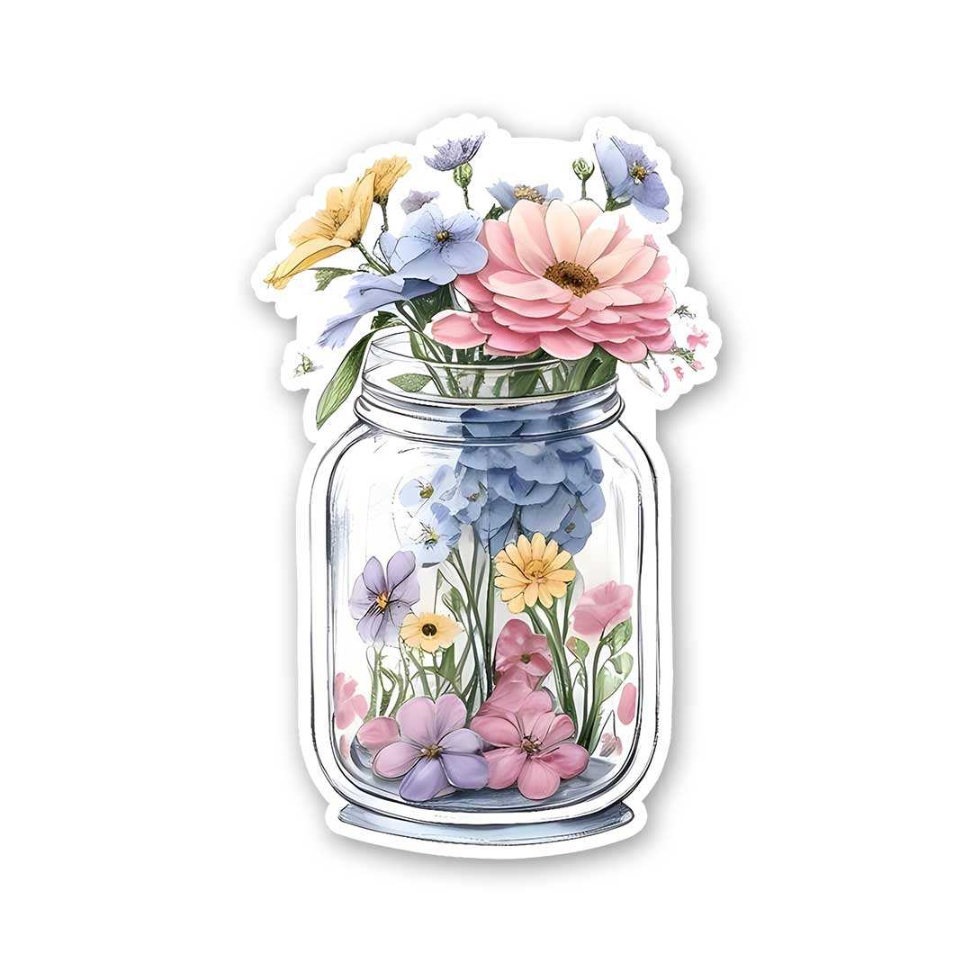 Jar Filled With Flowers Sticker - Stickers | STICK IT UP