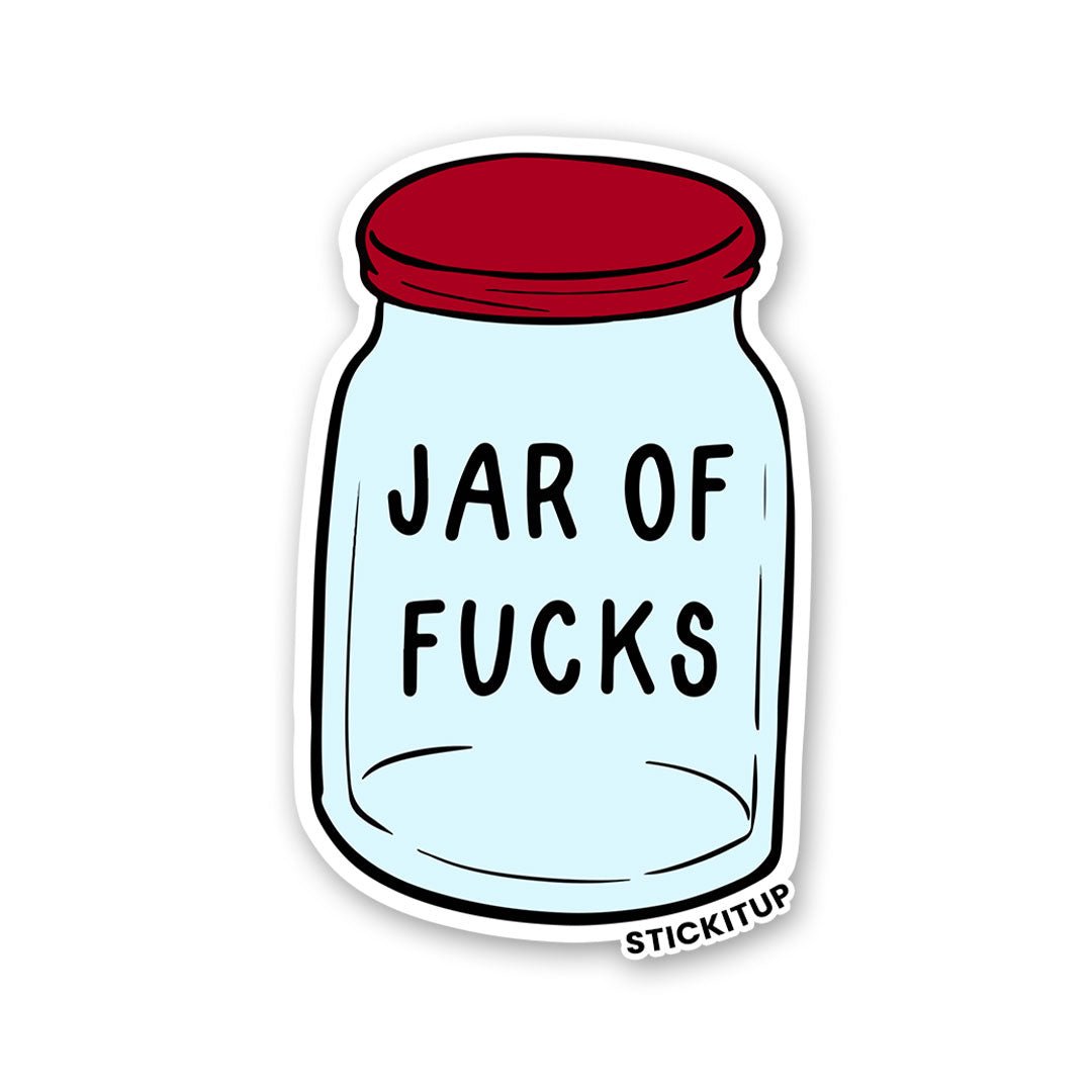 Jar Of Fucks Sticker waterproof vinyl decal for laptop, bike, car & bottle