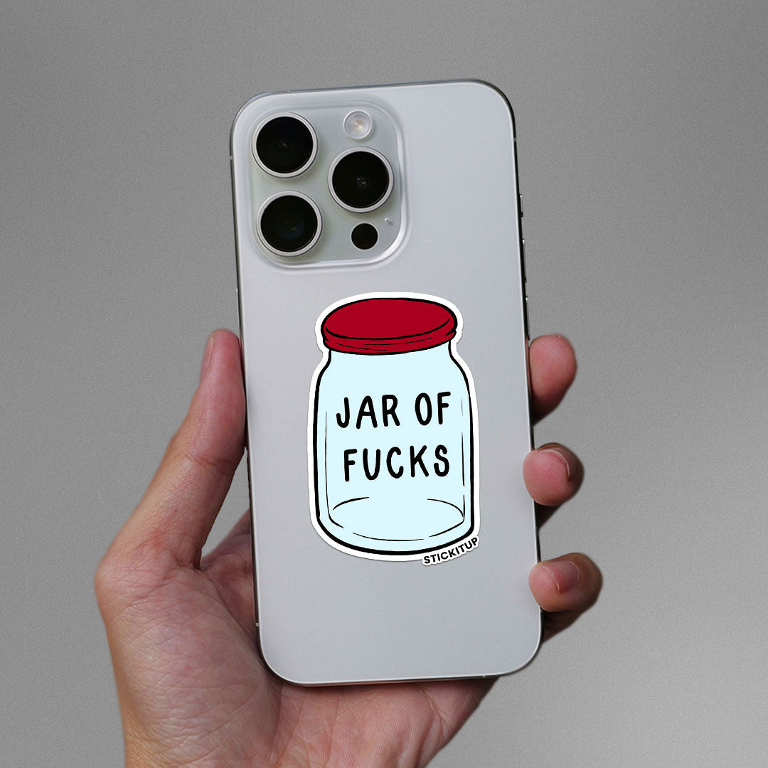 Jar Of Fucks Sticker waterproof vinyl decal for laptop, bike, car & bottle