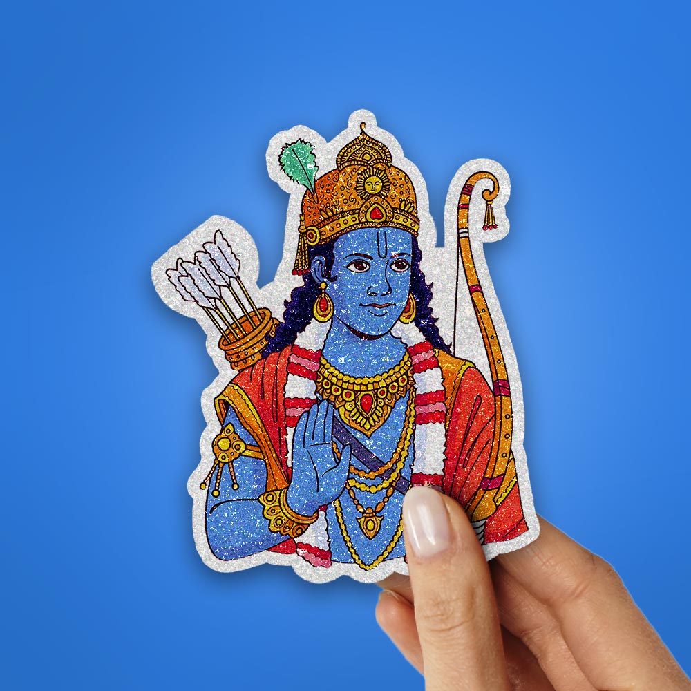 Jay Shree Ram 4.2 Glitter Sticker waterproof vinyl decal for laptop, bike, car & bottle