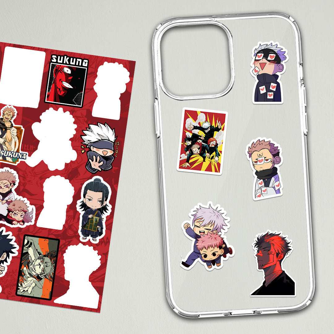 Jujutsu kaisen mini sticker sheet waterproof vinyl decal for laptop, bike, car & bottle