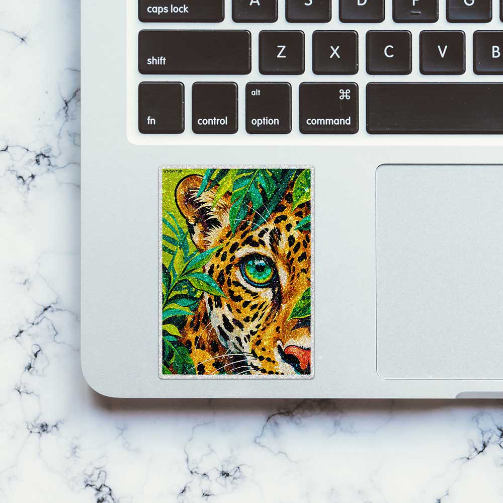 Jungle Leopard Eyes Glitter Sticker - Glitter Stickers | STICK IT UP