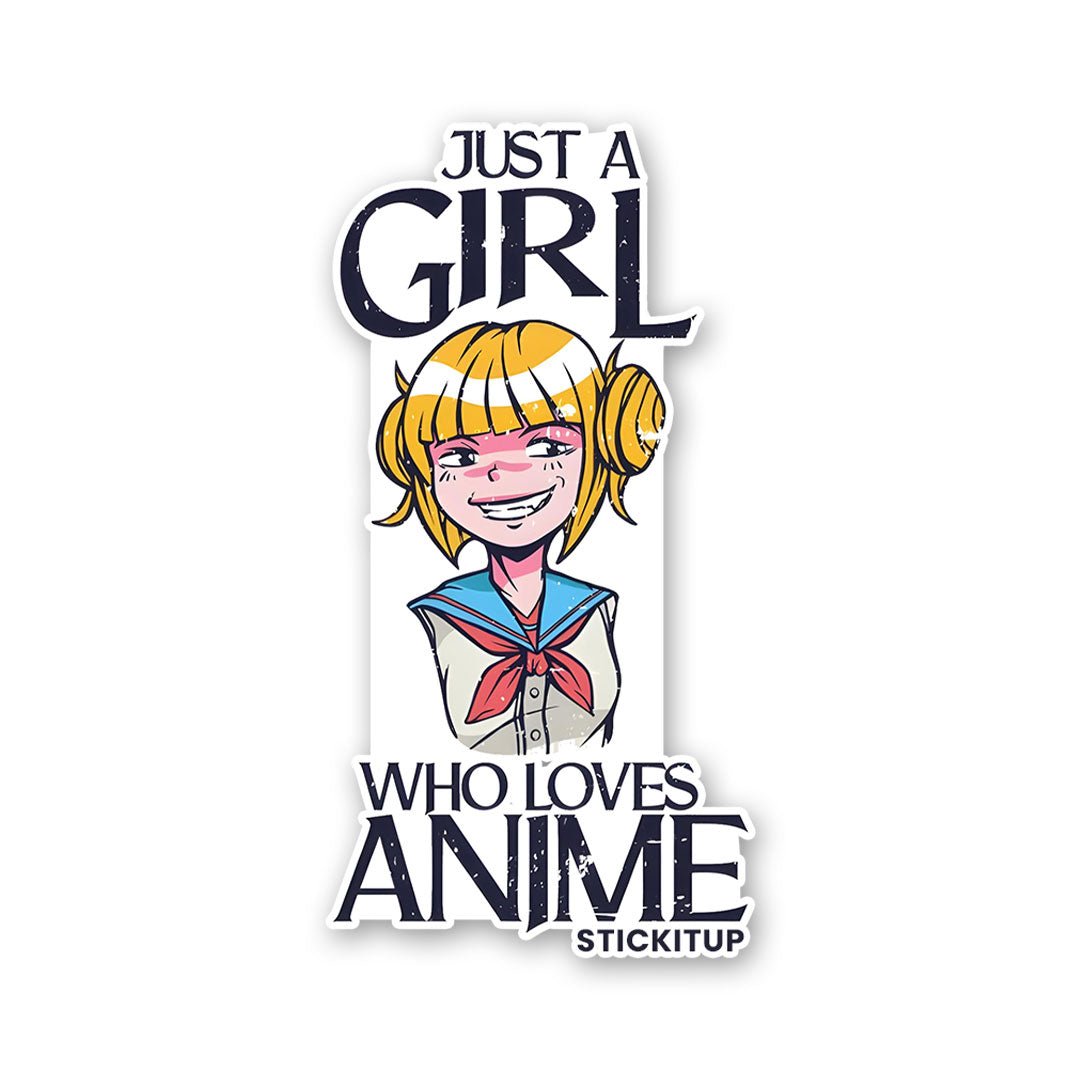 Just A Girl Who Loves Anime Sticker waterproof vinyl decal for laptop, bike, car & bottle
