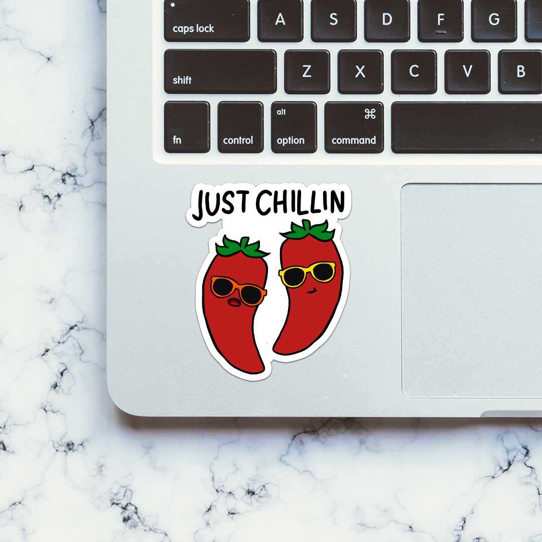 Just Chillin Sticker waterproof vinyl decal for laptop, bike, car & bottle