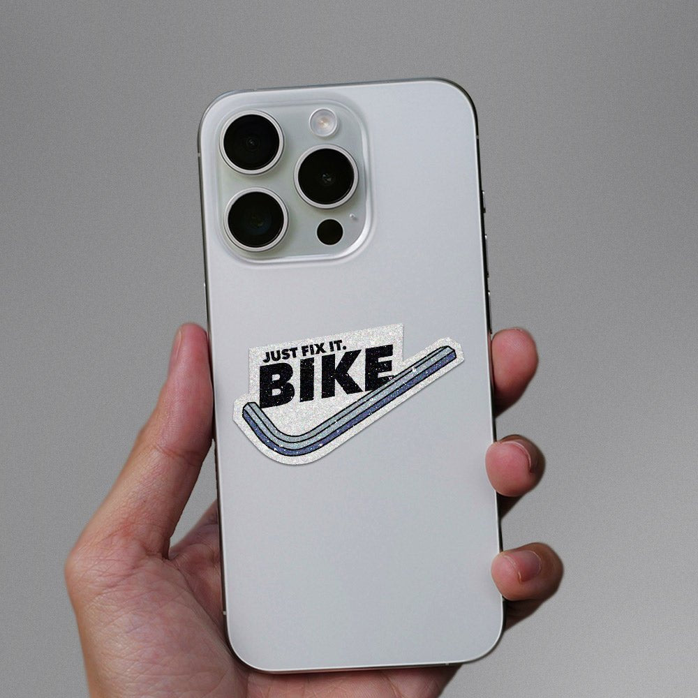 Just Fix It Bike Glitter Sticker waterproof vinyl decal for laptop, bike, car & bottle