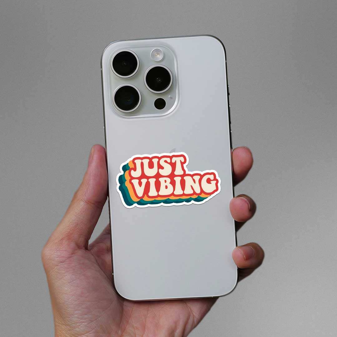 Just Vibing Sticker waterproof vinyl decal for laptop, bike, car & bottle