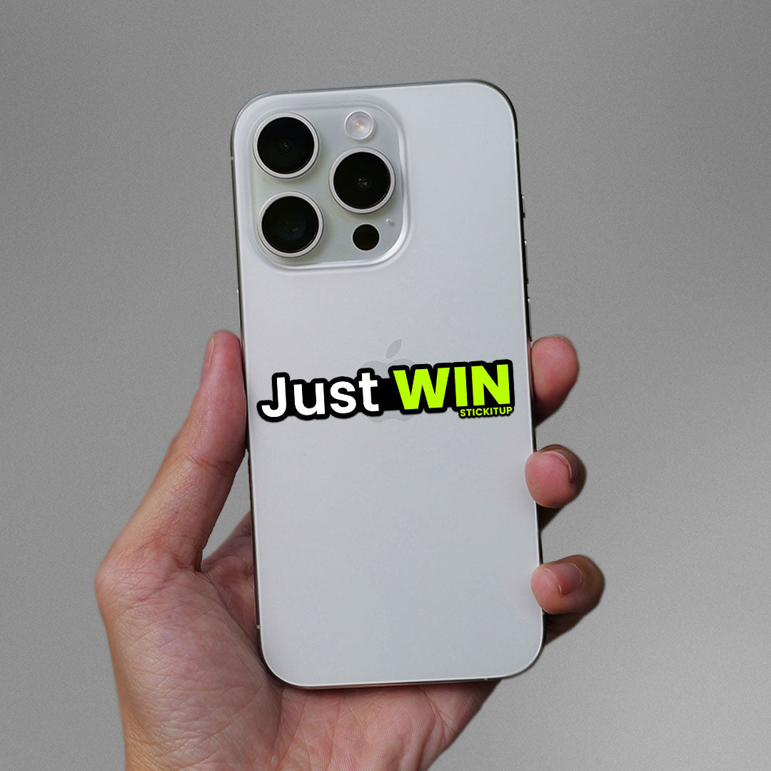 Just Win Sticker waterproof vinyl decal for laptop, bike, car & bottle