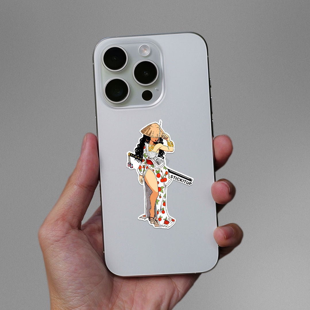 Katana Girl Sticker waterproof vinyl decal for laptop, bike, car & bottle