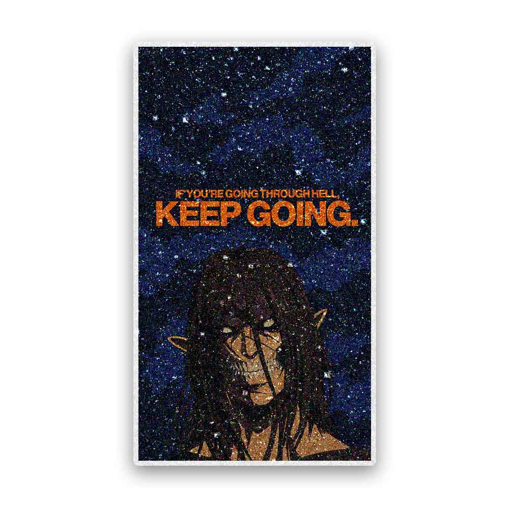 Keep Going Demon Face Glitter Sticker - Glitter Stickers | STICK IT UP