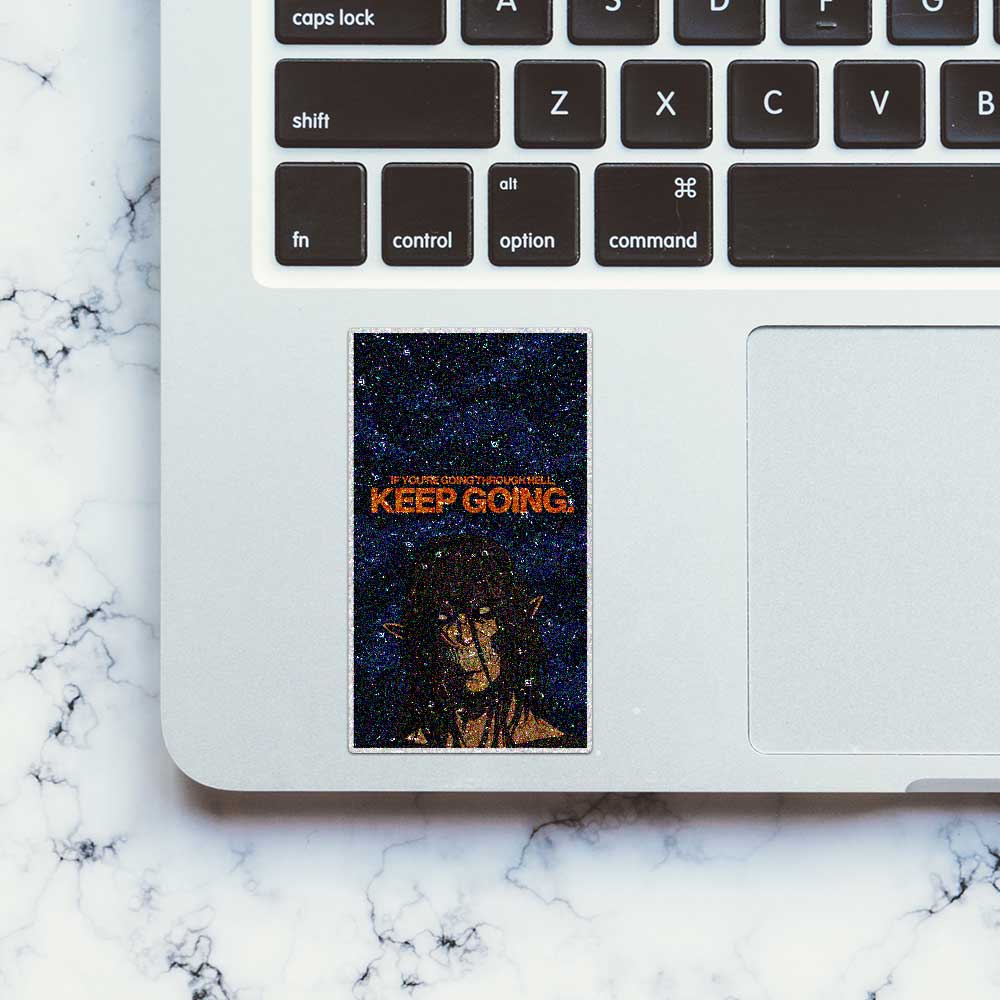 Keep Going Demon Face Glitter Sticker - Glitter Stickers | STICK IT UP