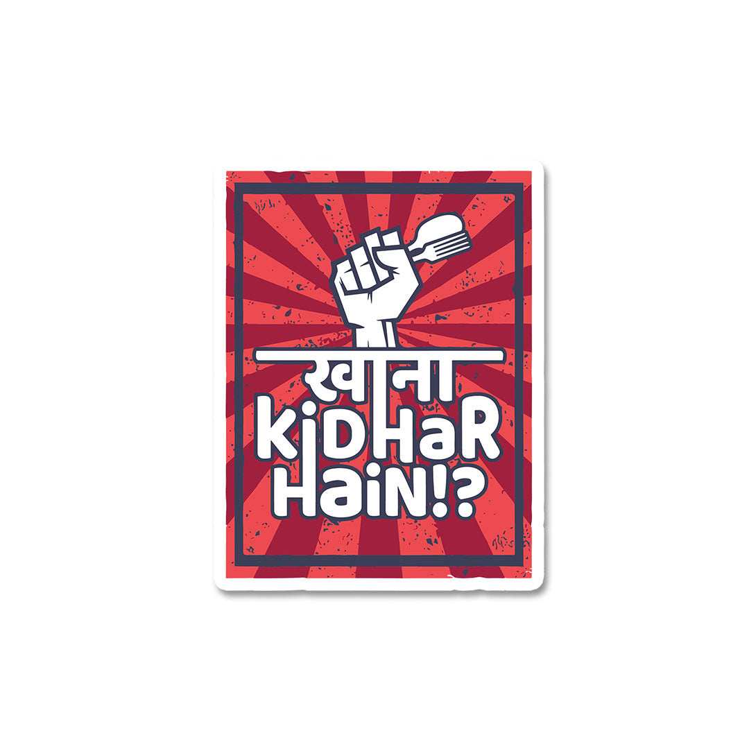 Khana Kidhar Hai Sticker waterproof vinyl decal for laptop, bike, car & bottle
