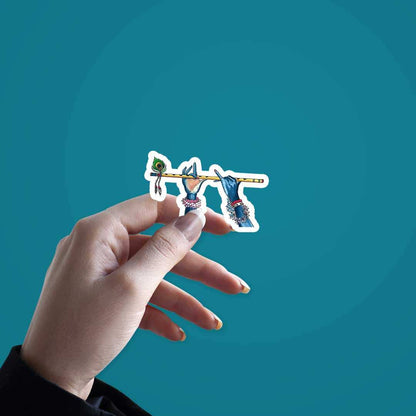 Krishna Hand With Flute Sticker - STICK IT UP