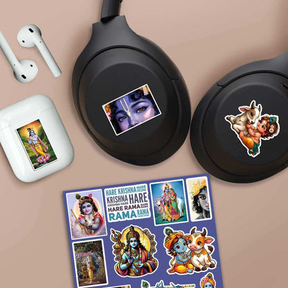 Krishna Mini Sticker Sheet waterproof vinyl decal for laptop, bike, car & bottle