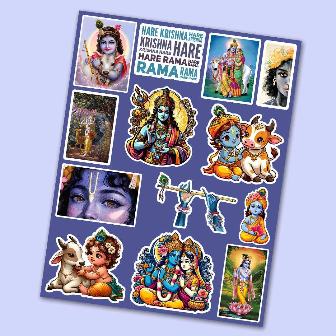 Krishna Mini Sticker Sheet waterproof vinyl decal for laptop, bike, car & bottle
