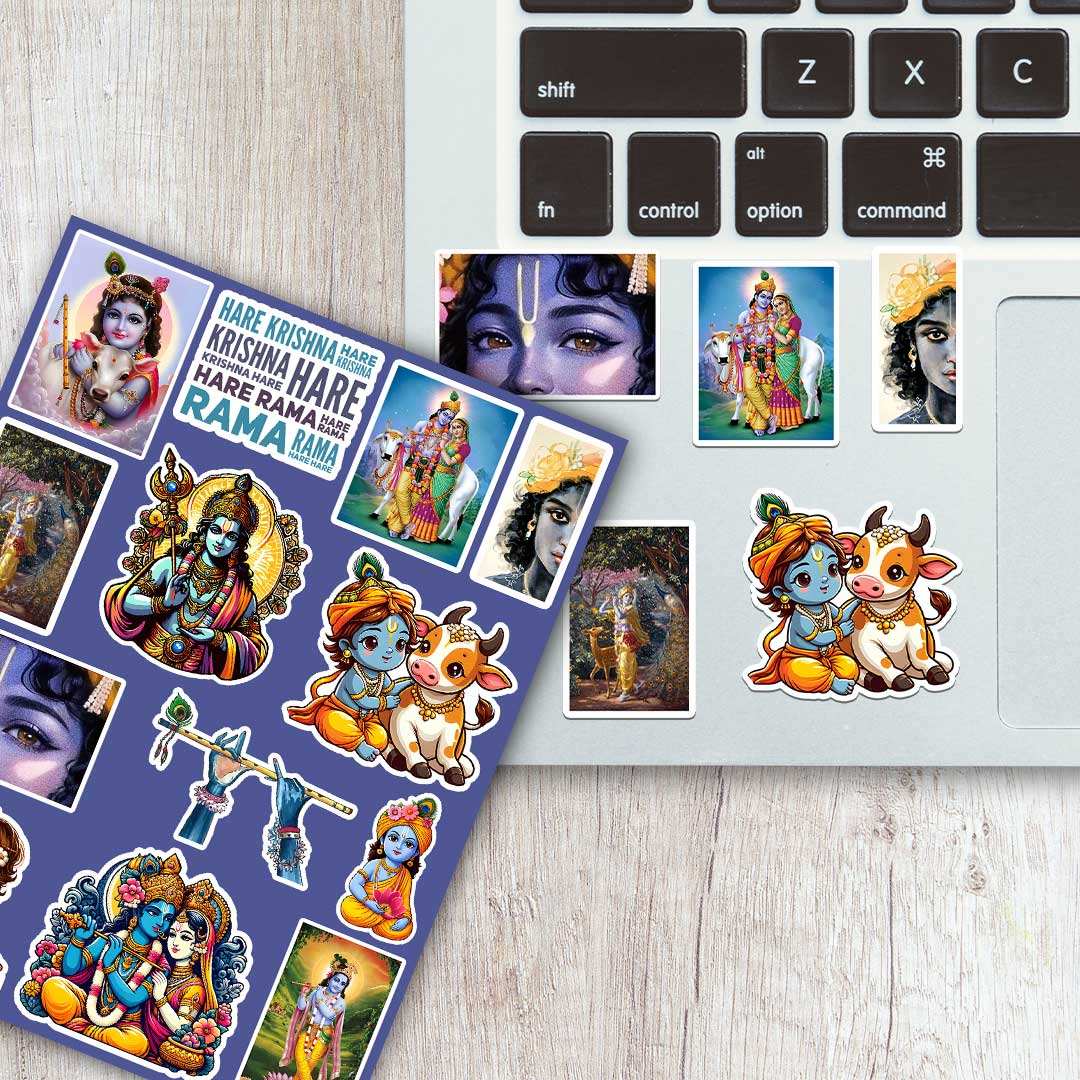 Krishna Mini Sticker Sheet waterproof vinyl decal for laptop, bike, car & bottle