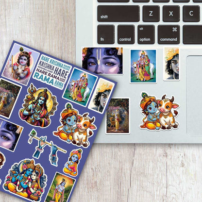 Krishna Mini Sticker Sheet waterproof vinyl decal for laptop, bike, car & bottle