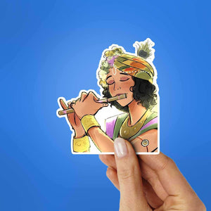Krishna With Flute Sticker waterproof vinyl decal for laptop, bike, car & bottle