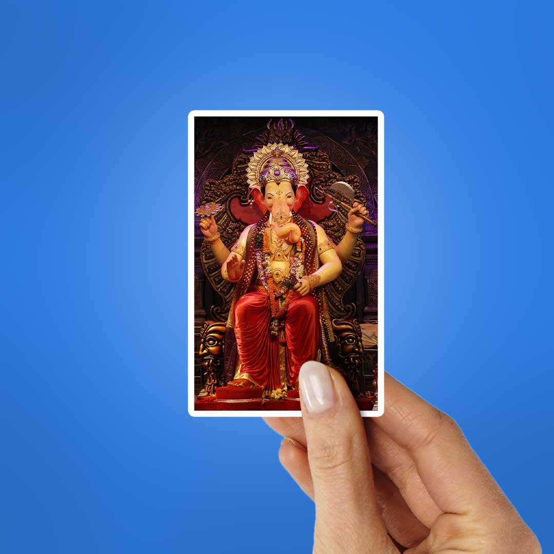 Lalbaugcha Raja Sticker waterproof vinyl decal for laptop, bike, car & bottle
