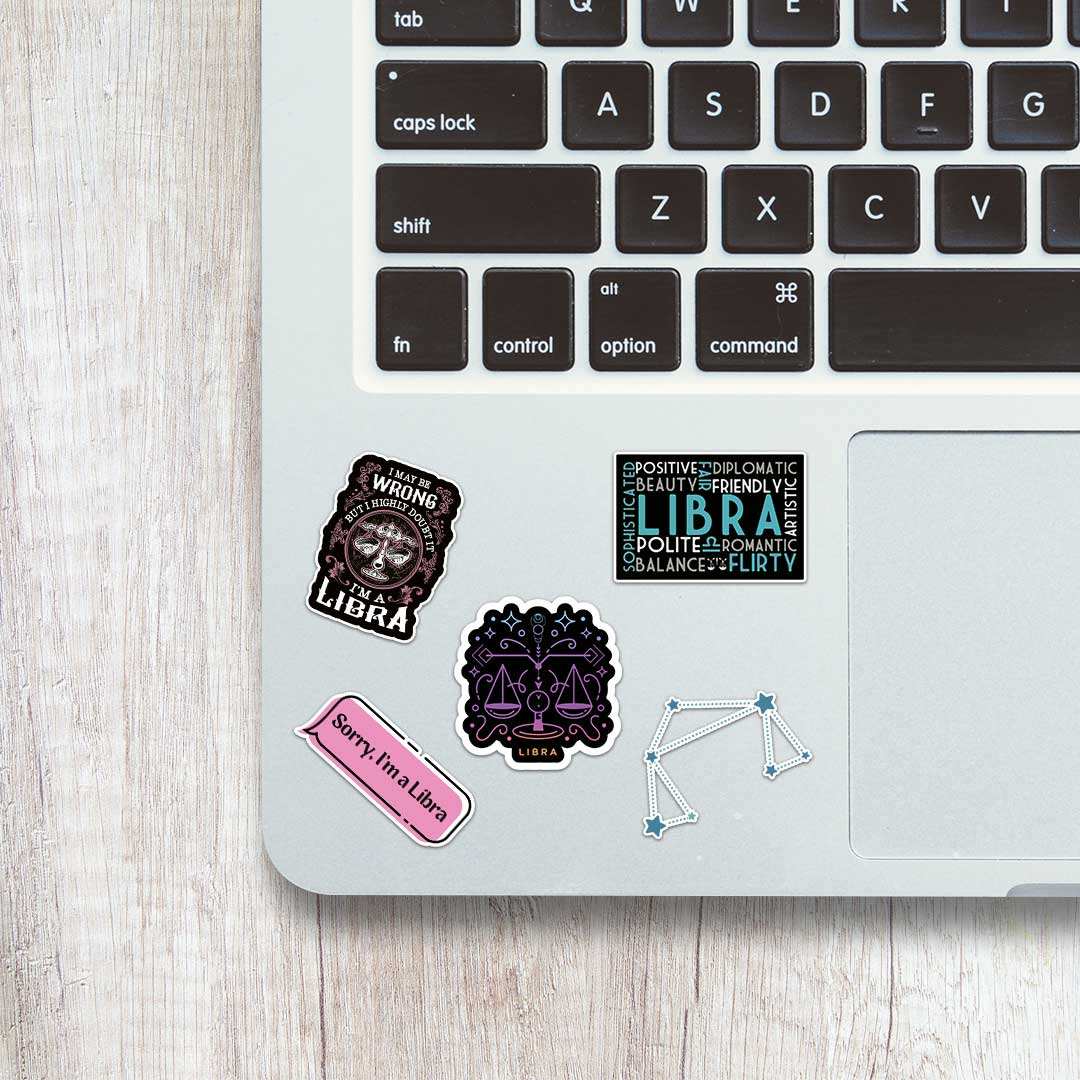 Libra Sheet waterproof vinyl decal for laptop, bike, car & bottle