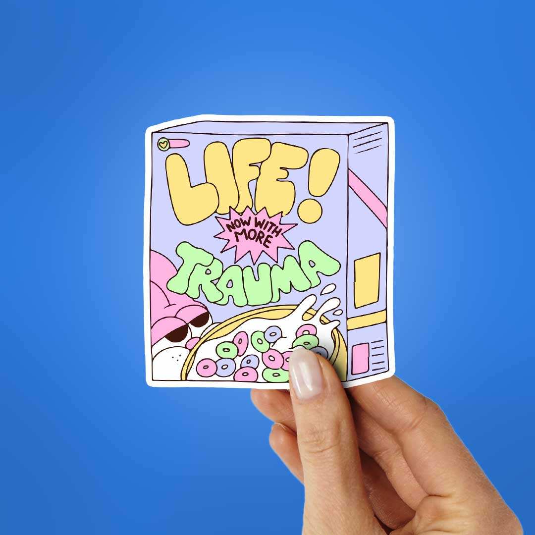 Life Now With More Trauma Sticker waterproof vinyl decal for laptop, bike, car & bottle