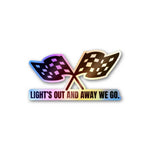 Light's Out And Away We Go Holographic Sticker waterproof vinyl decal for laptop, bike, car & bottle