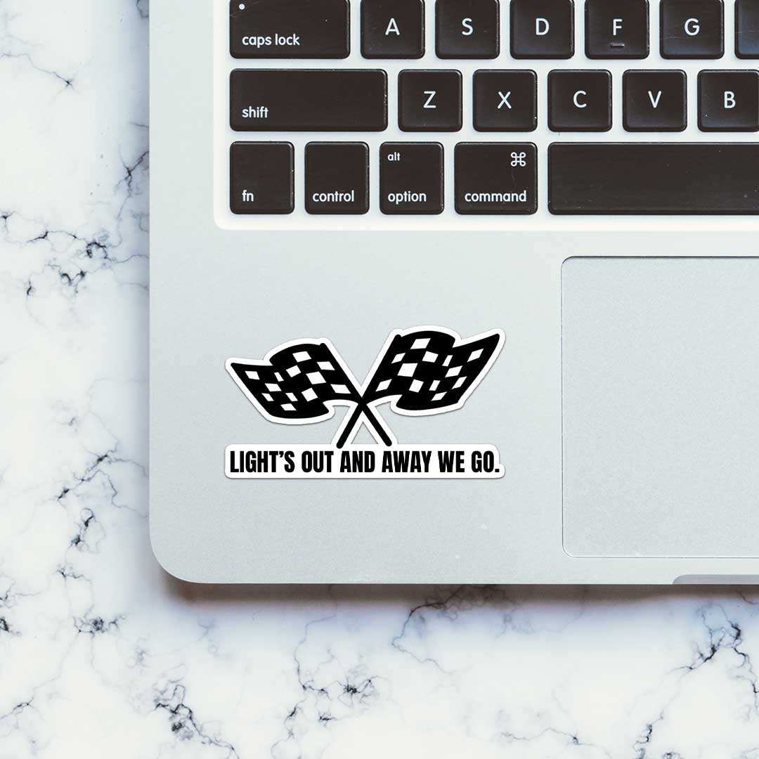 Light'S Out And Away We Go Sticker waterproof vinyl decal for laptop, bike, car & bottle