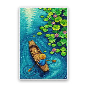 Lily Pond Rowboat Glitter Sticker - Glitter Stickers | STICK IT UP