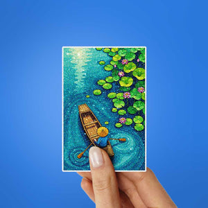 Lily Pond Rowboat Glitter Sticker - Glitter Stickers | STICK IT UP