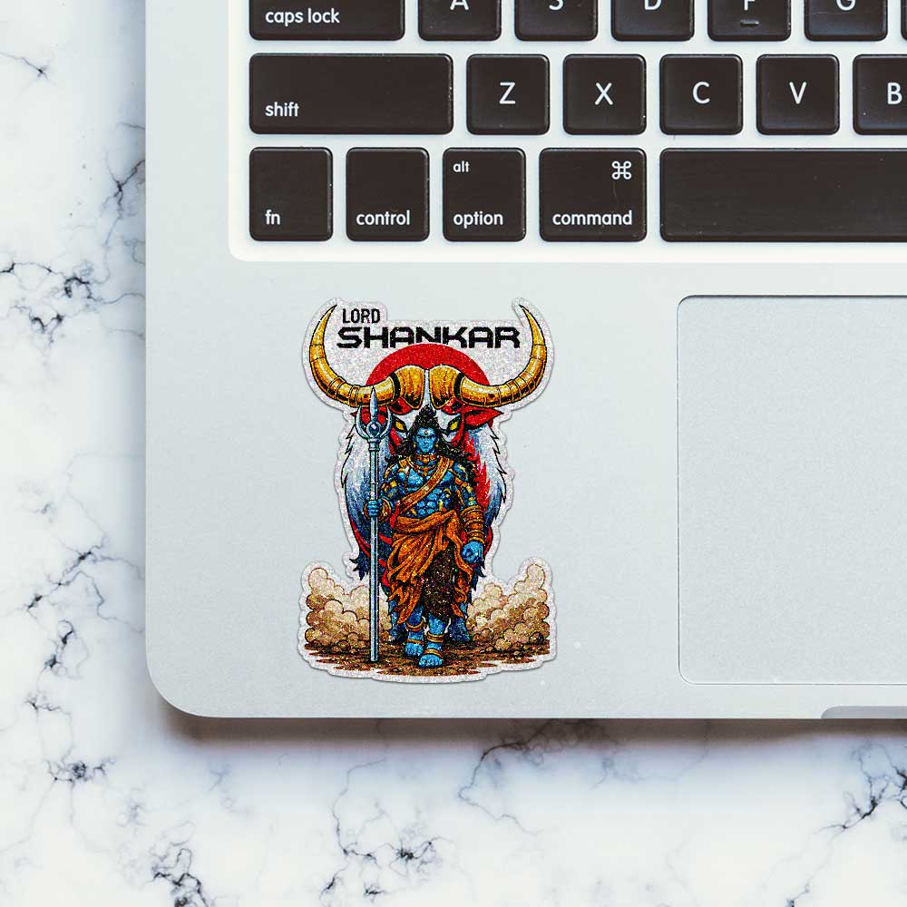 Lord Shankar Warrior Glitter Sticker - Glitter Stickers | STICK IT UP
