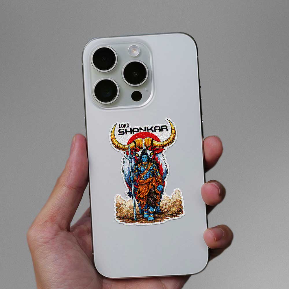 Lord Shankar Warrior Glitter Sticker - Glitter Stickers | STICK IT UP