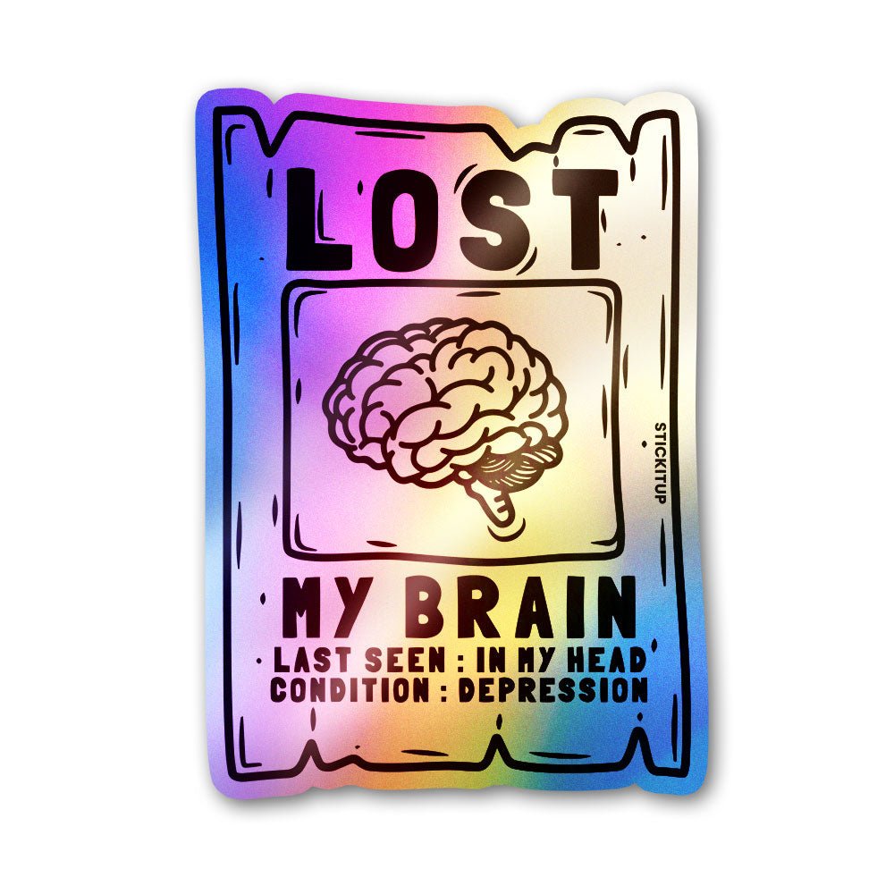 Lost Brain Sticker Holographic Stickers waterproof vinyl decal for laptop, bike, car & bottle