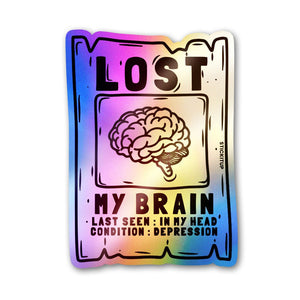 Lost Brain Sticker Holographic Stickers waterproof vinyl decal for laptop, bike, car & bottle