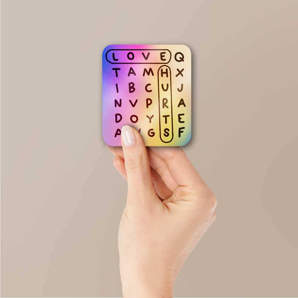 Love Hurts Holographic Sticker waterproof vinyl decal for laptop, bike, car & bottle