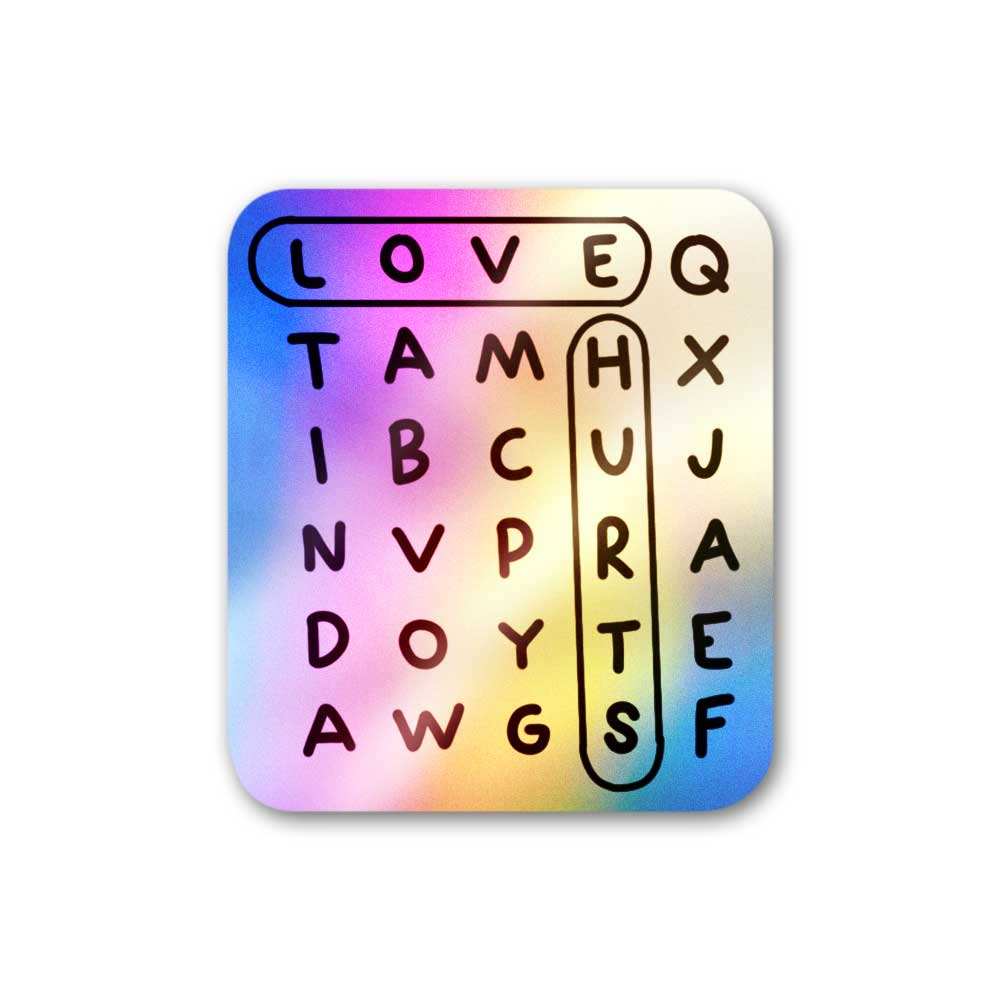 Love Hurts Holographic Sticker waterproof vinyl decal for laptop, bike, car & bottle