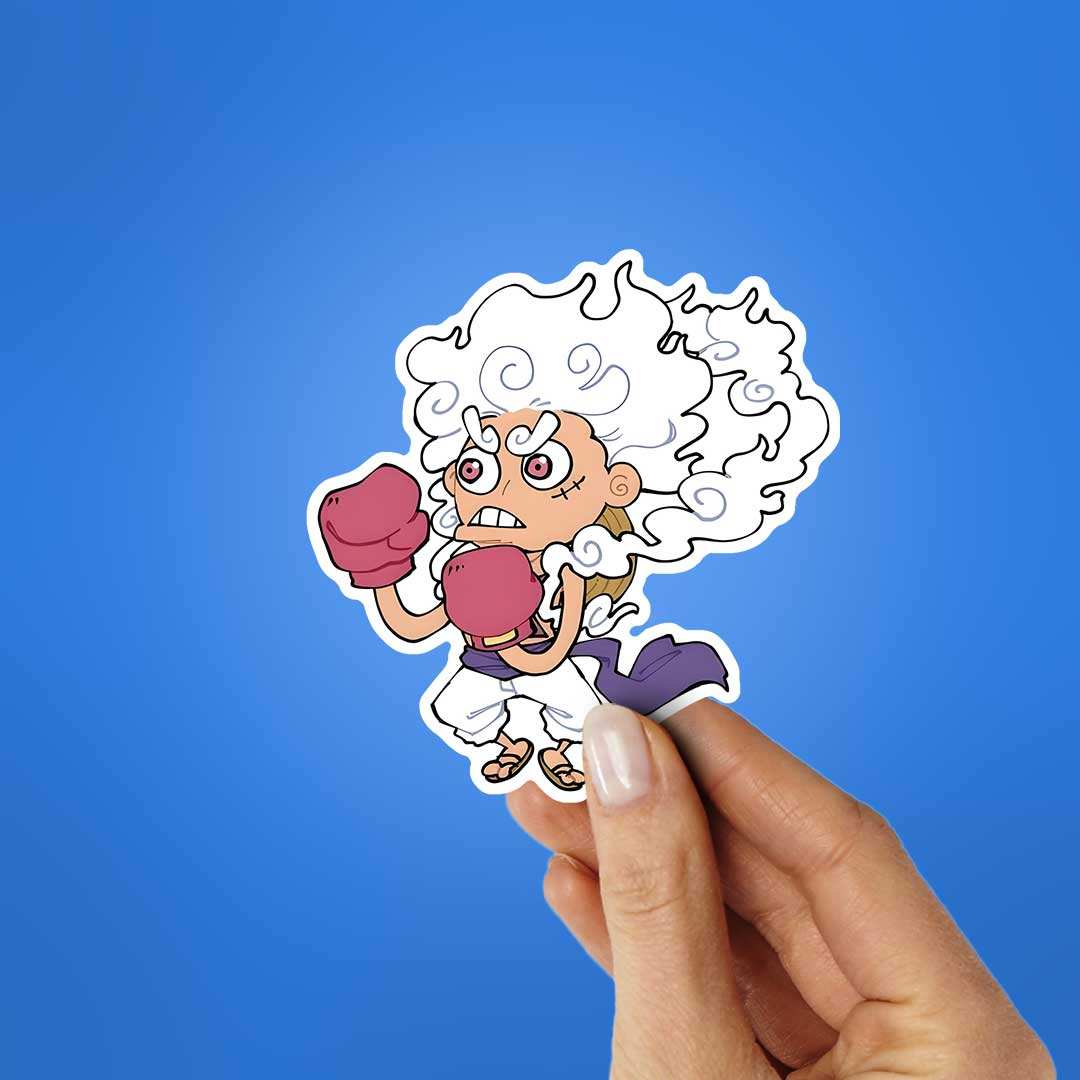 Luffy Gear 5 Boxing Sticker waterproof vinyl decal for laptop, bike, car & bottle