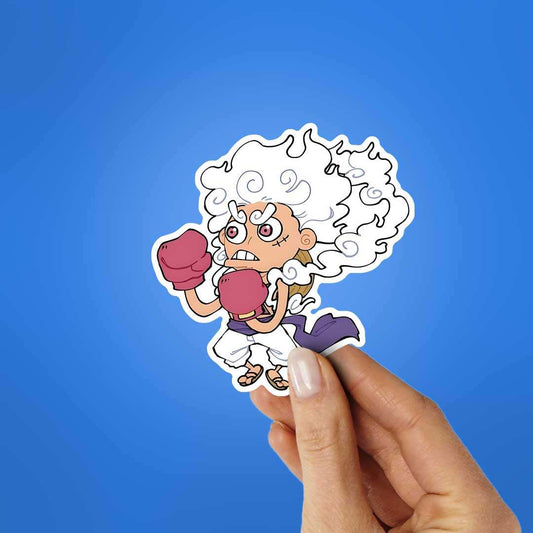 Luffy Gear 5 Boxing Sticker waterproof vinyl decal for laptop, bike, car & bottle